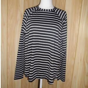 NWT Kona Sol Striped Stretch High Neck Long Sleeve Swim Top XL